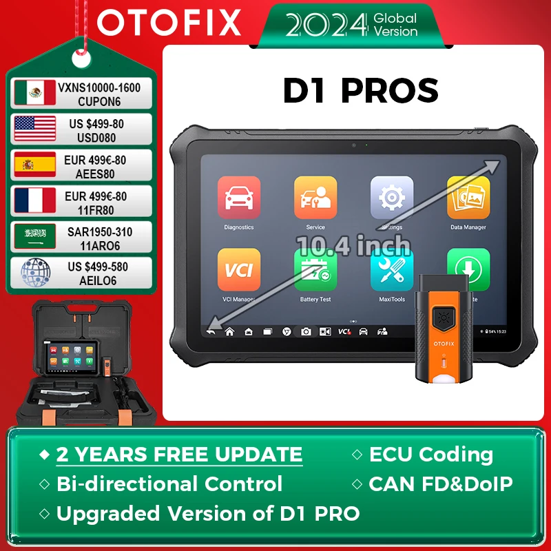 OTOFIX-Outil de Diagnostic Bidirectionnel D1 PROS, Scanner Bluetooth, Codage ECU, Mise à Jour FCA de 2 Ans