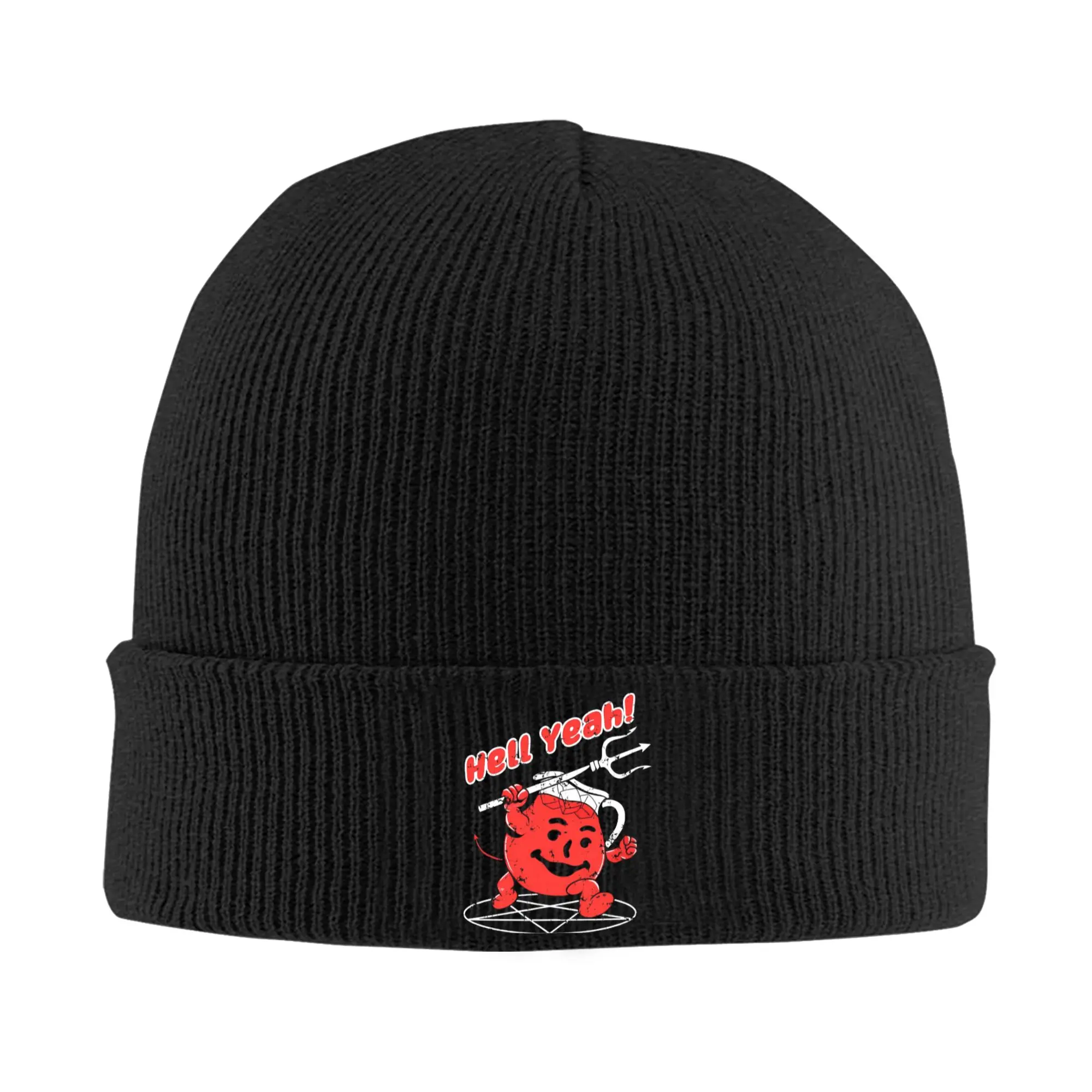 Female Male Hell Yeah Beanie Hats  Retro Knitting Hat Winter Kpop Caps Printed Warm Bonnet Hats