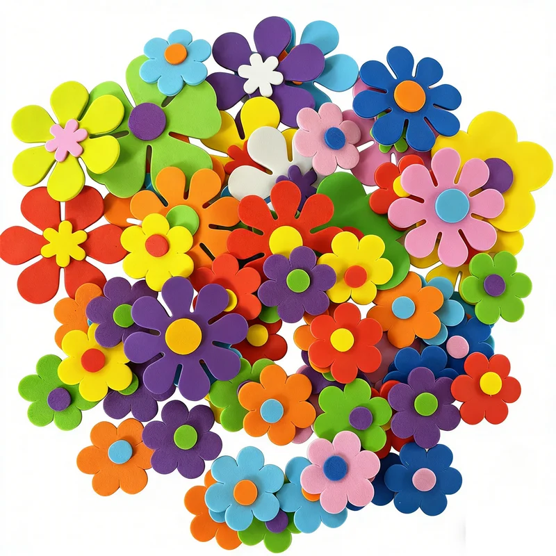 3D flower foam stickers Spring arts and crafts Mother's Day Kindergarten decoration Kids room decorative label