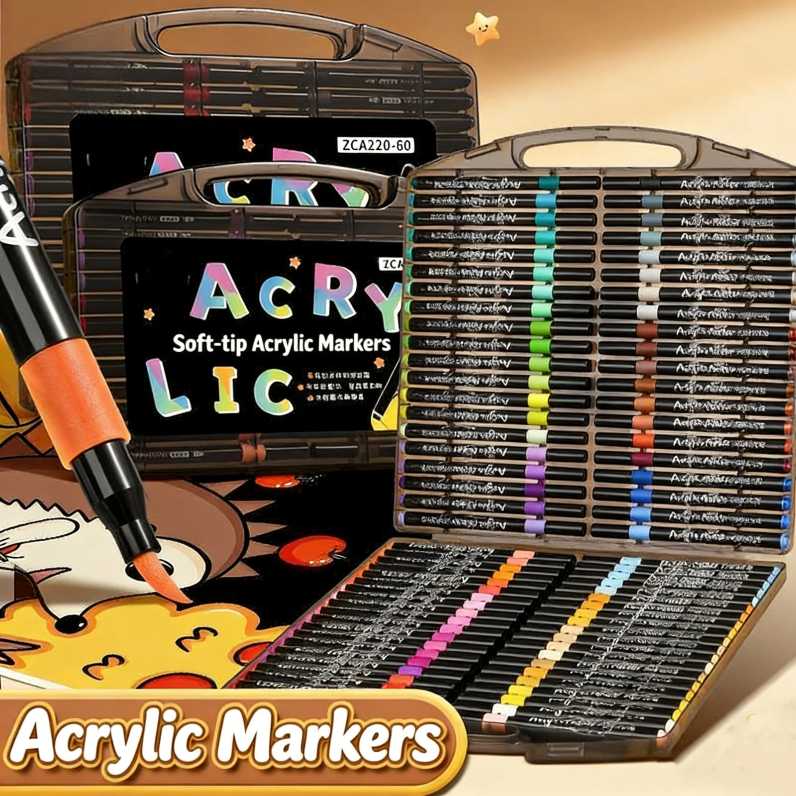 80/60/48/24/12 Colors Acrylic Marker Set for Wood Artists And DIY Enthusiasts Quick Dry Art Supplies for Illustration, Manga