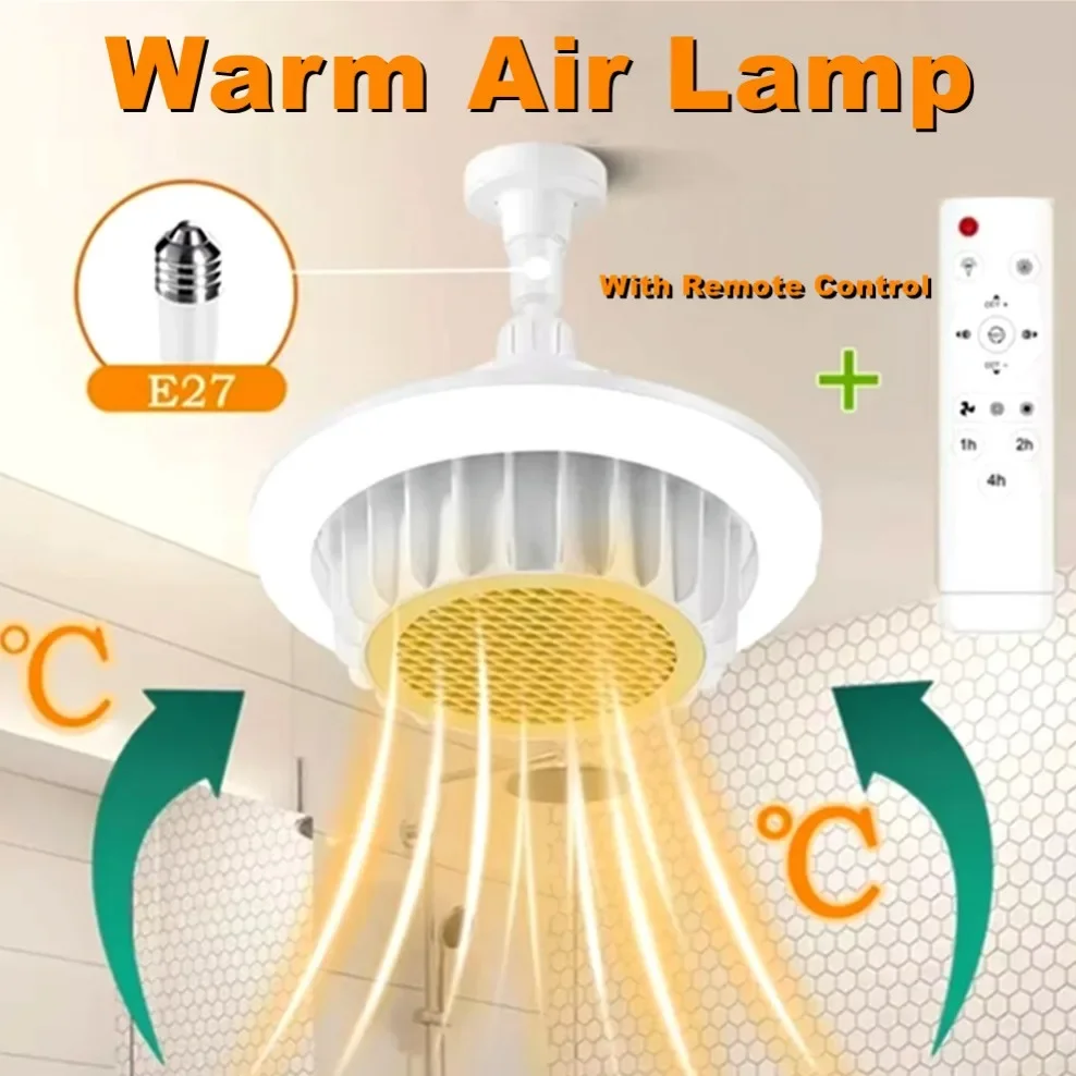 

Remote Control Warm Air Lamp High-Power Whole House Heating Dimming Room Spiral E27 Electric Heater Fan Light Ceiling Fan Light