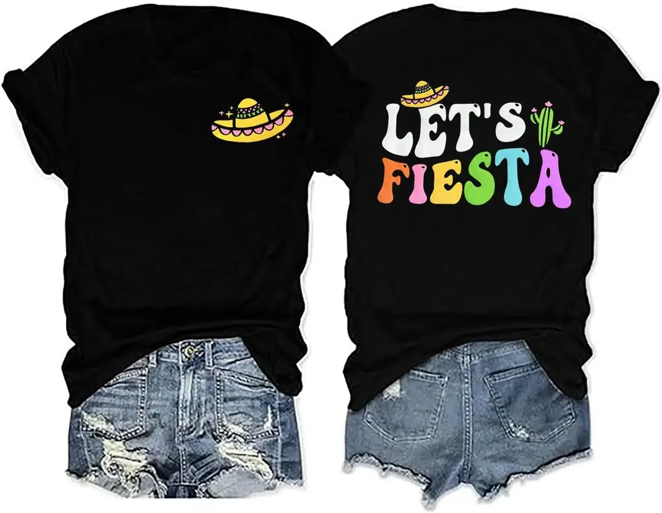 Mexican Tees Mexico Vacation Top Let's Fiesta T Shirt Cinco De Mayo Shirts Women Chip Dippin Margarita Sippin T-Shirts