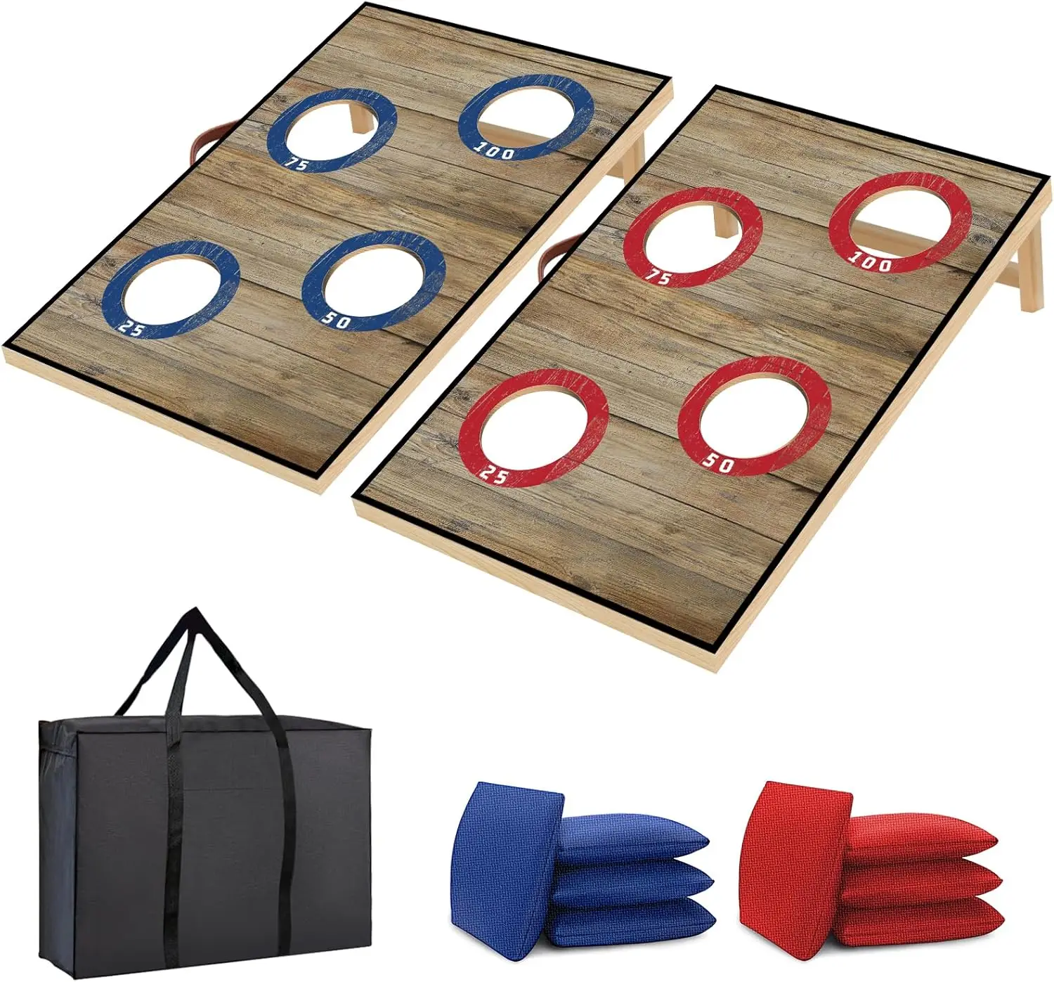 

Portable Cornhole Board Set with Bean Bags, 3x2 ft or 2x1 ft, Indoor Outdoor Party Game for Adults Kids