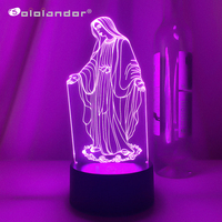 3D Night Light Jesus Illusion Lamp 7 Colors Changing Remote Control Led Christian Decorative Table Lamp Christian Prayer Lamp