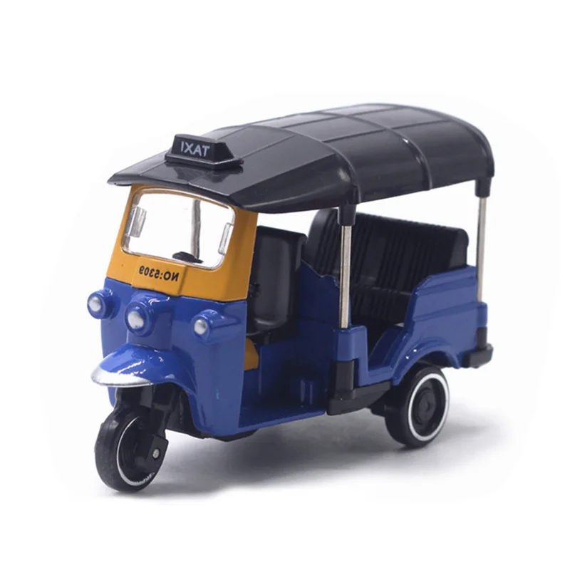 1:43 Scale Metal Alloy Classic Tuk Tuk Taxi Bangkok India Tricycle Taxi Car Model Toy Diecast Vehicles Display Souvenirs Gifts