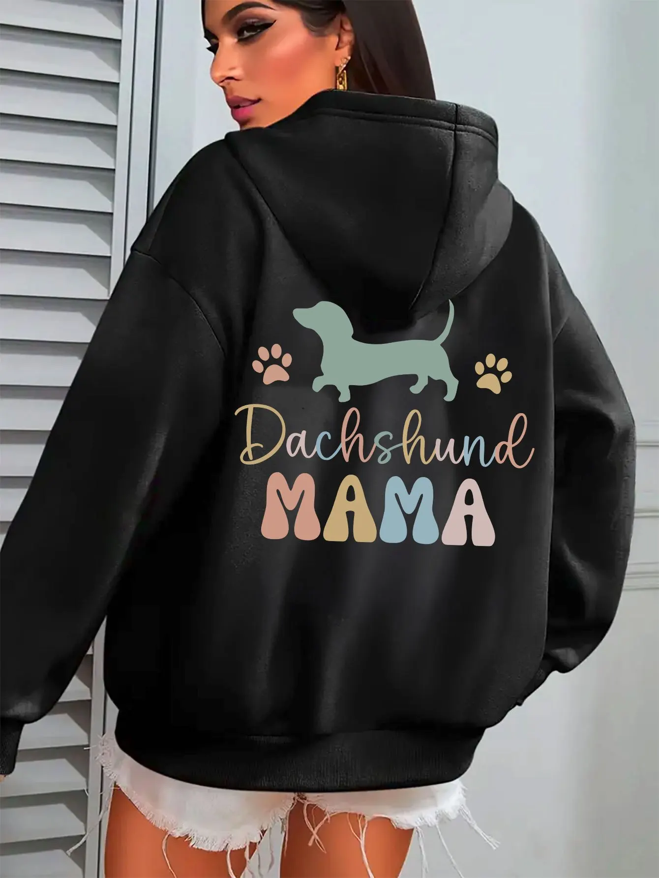 Dachshund Mama Funny Dog Printing Female Hoody Harajuku Round Neck Clothes Fashion Soft Long Sleeve Hooded Autumn Warm Hoodies