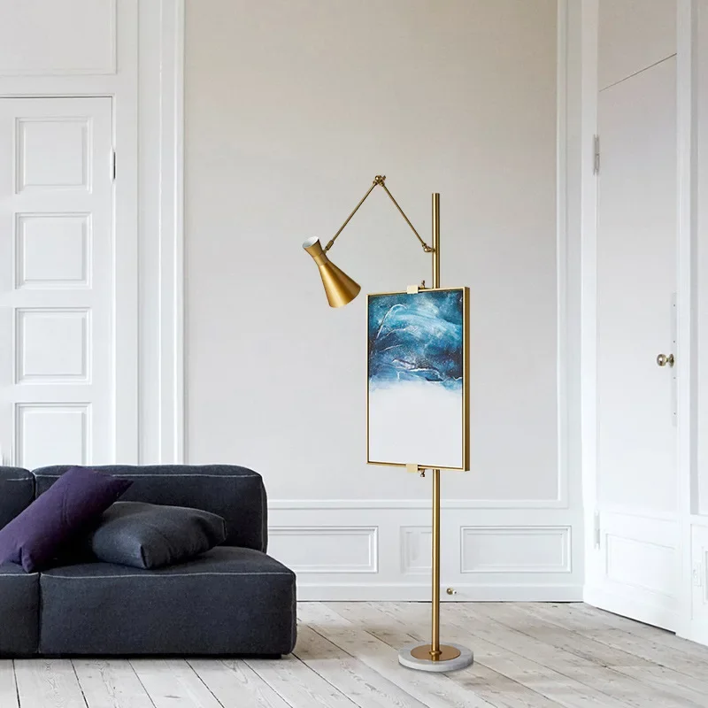 Nordic modern creativity, living room, floor lamp, simplicity, study mural