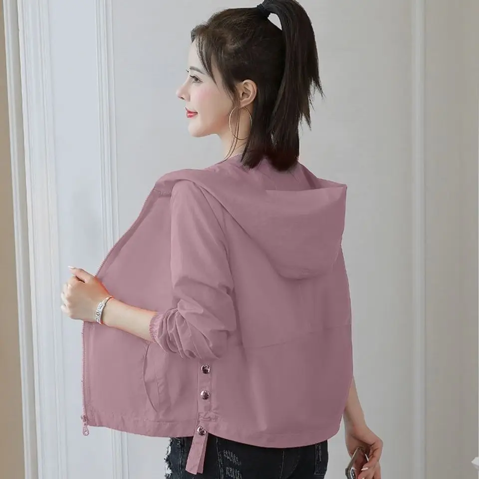 

Women's Short Length Long Sleeve UV Protection Jacket Summer 2024 Korean Style Loose Versatile Anti-Uv Outerwear Trendy