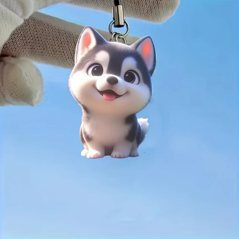 Siberian Husky Acrylic Pendant Versatile Charm Cute Puppy Keychain for Car Mirrors,Backpacks,Home,Festive Party,Gift and Decor