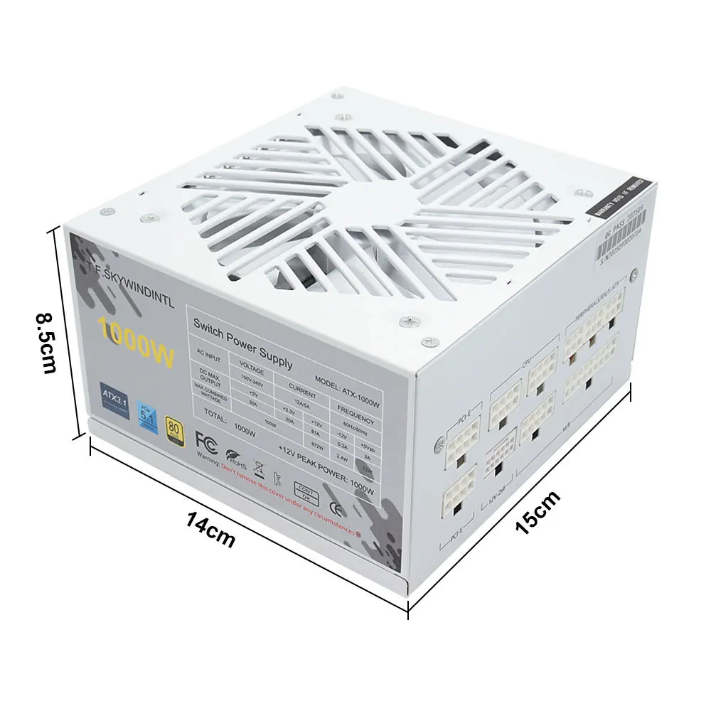 1000W Fully Modular Power Supply 80+ Gold Certified PSU | 120mm Zero RPM Low-Noise Fan | ATX 3.1 & PCIe 5.1 Ready | 12V-2x6 Connector