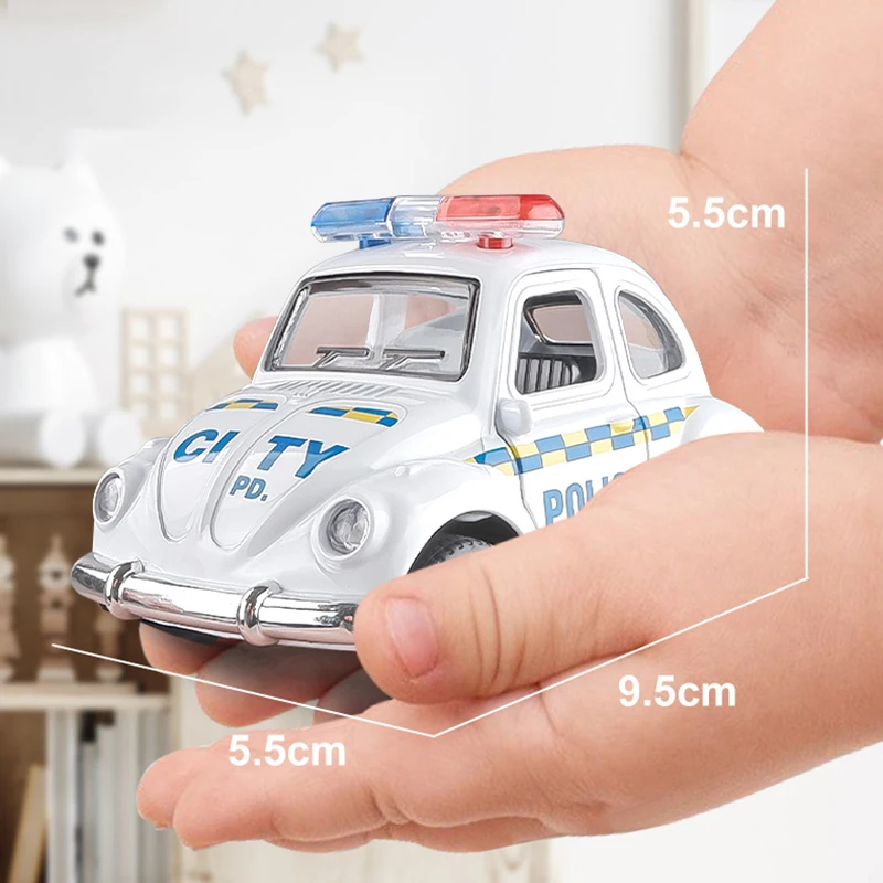 1:38 Simulation Police Cute Alloy Cars Toy Diecasts Vehicles Metal Model Car Decoration Sound Light Toys For Children Gift