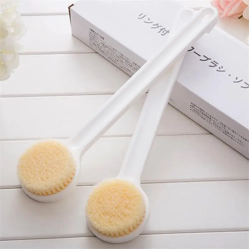 Shower Brush with Soft & Hard Bristles Dual-Sided Long Handle Back Scrubber Exfoliator, Reusable Wet/dry Use for Whole Body Care