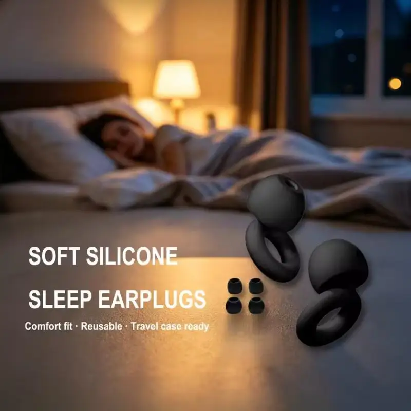 Soft Silicone Noise Cancelling Earplugs Reusable Waterproof For Sleeping Swimming Study Snoring Portable Travel