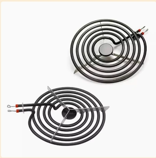 

2100W 230V 8" 5 Turns Heating Element for Surface Burner - 5 Coils Pancake Coil Shape Heater Tube with Tripod Back Size Flat