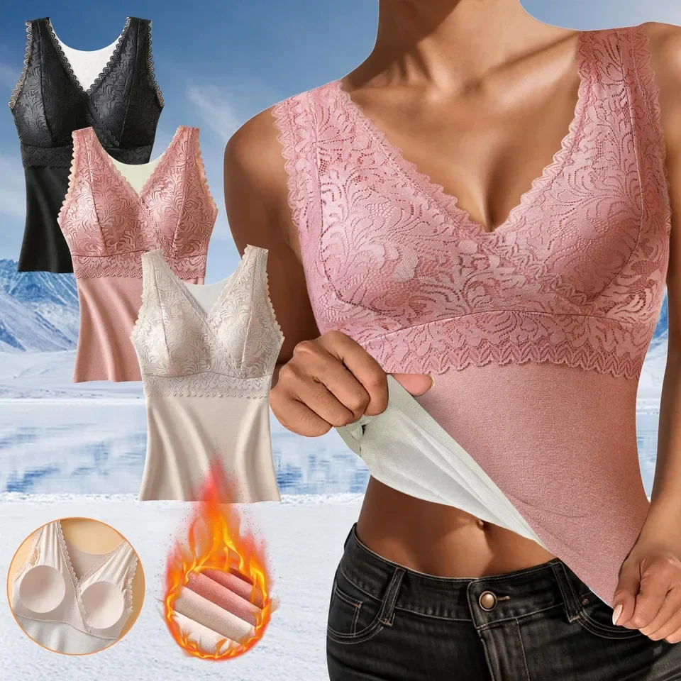 

Winter Thermal Underwear Tank Tops With Padded Cups Lined Base Layer Cold Weather Winter Thermal Shirts Long Thermal Undershirts