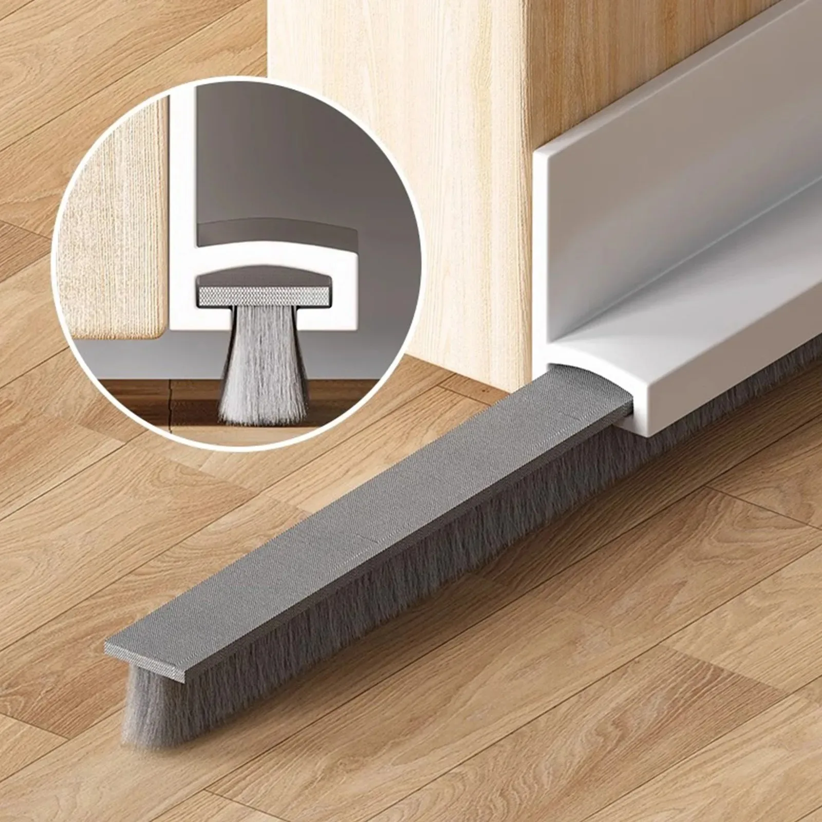 1PC 1m/39.37inch Door Seal Draft Stops With Brush Reduce Noise Rubber Door Sweep Breeze Blocker Insect Proof Dust Proof Sound