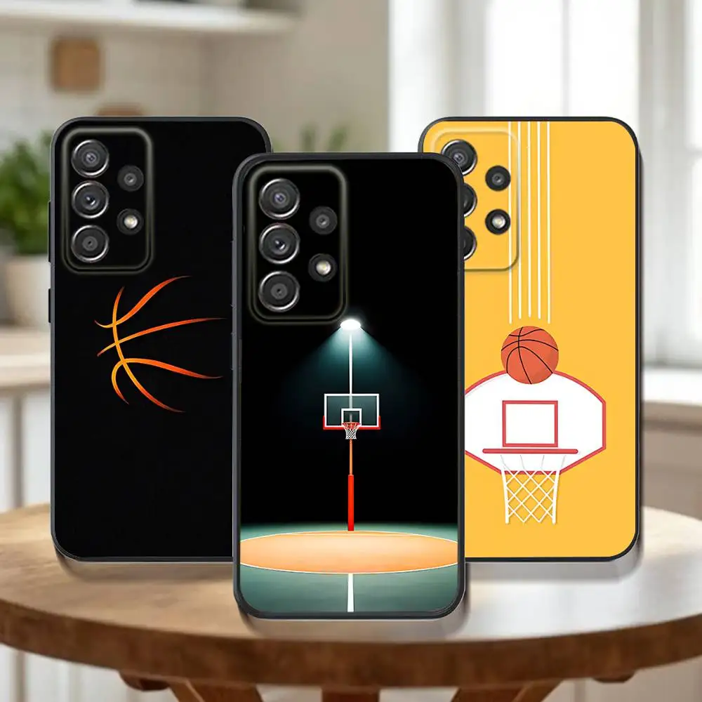 

Basketball Court Basket Play Phone Case For Samsung Galaxy A73,31,32,72,41,53,52,71,22,5G,Note,J7,8,9 Soft Black Cover