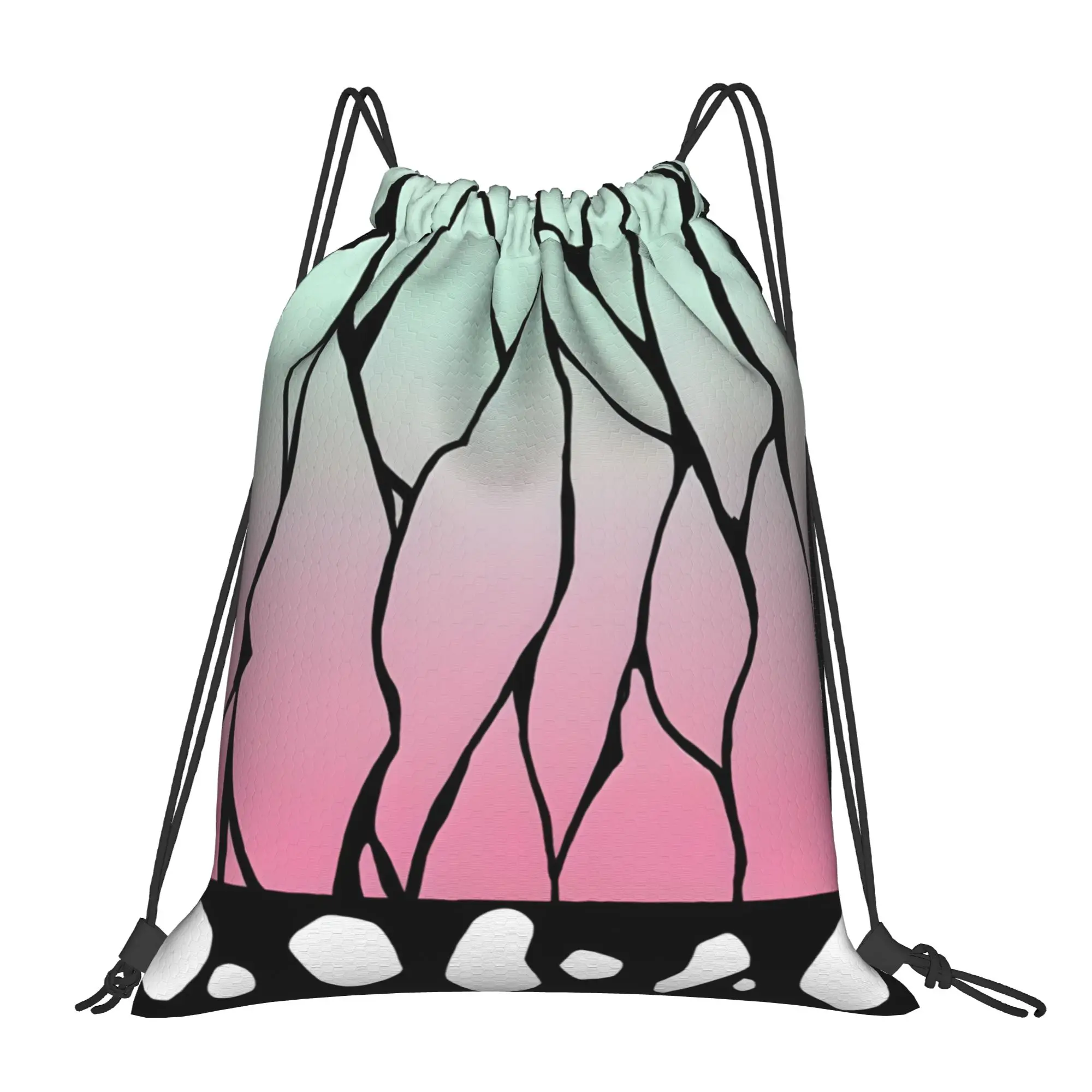 1 pc Shinobu Kocho Cloak Demon Slayer Anime Print Drawstring Bags Men Women Storage Backpack Teenager Travel Bag