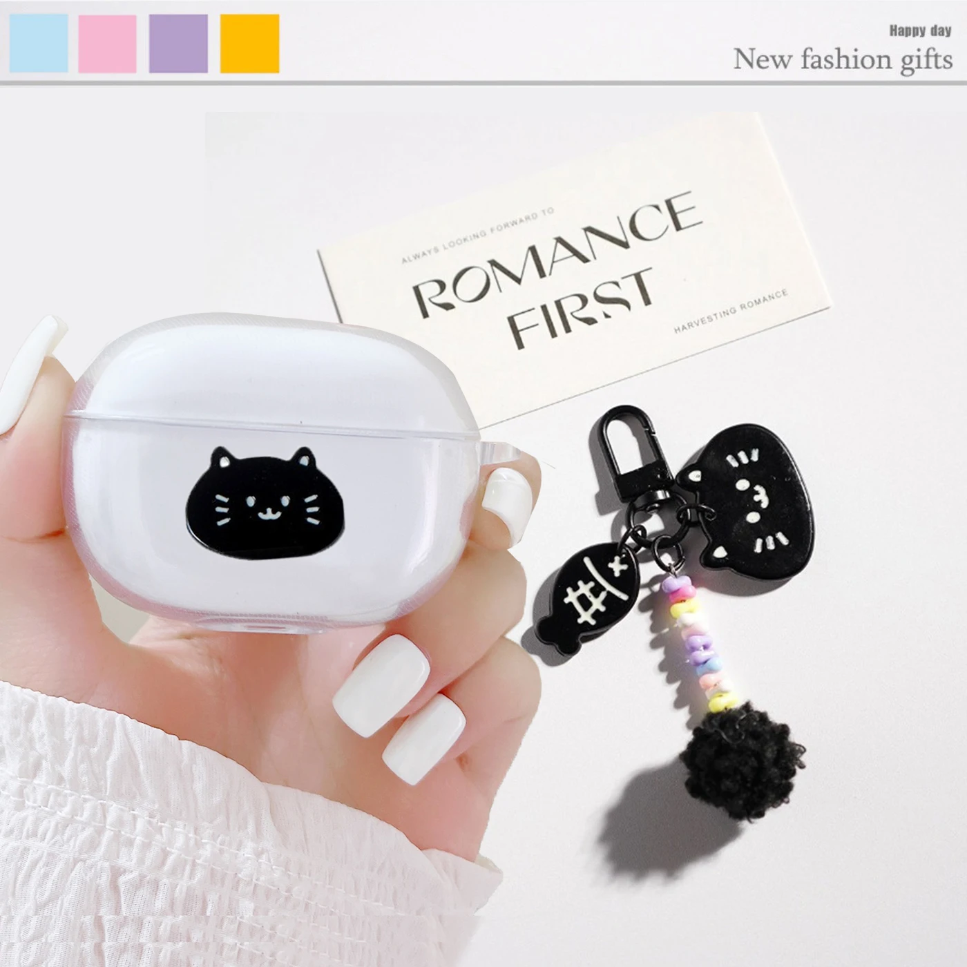Cute Cat/Fish Case For QCY Crossky C30/C30S T20 HT03 HT07 T17 T8/T8s/T8pro Case For QCY T20 Silicone Earphone Cover