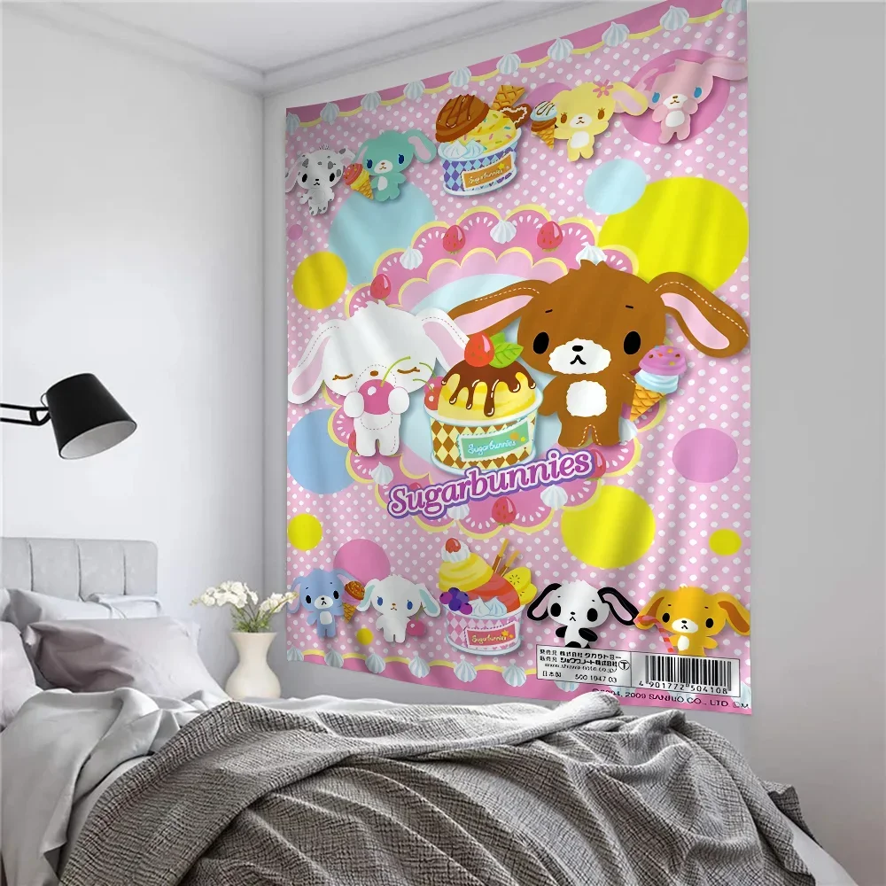 S-Sugarbunnies Anime Printed Large Wall Tapestry Wiszące Tarot Hippie Dywaniki ścienne Dorm Art Home Decor