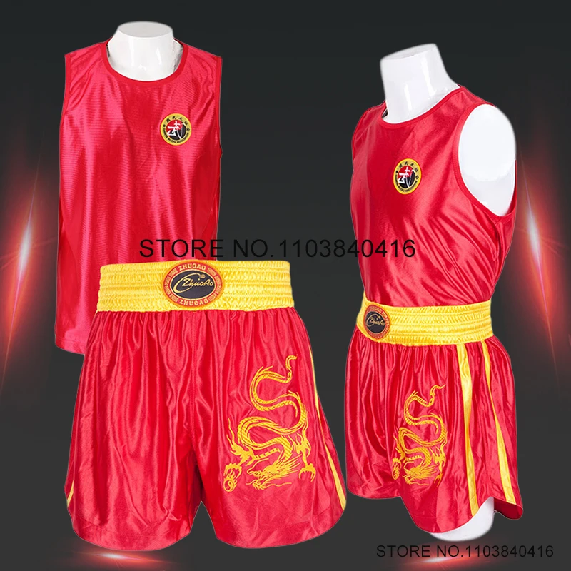 Boxing Shorts Shirt Men Women Kids Dragon Muay Thai Shorts Singlet Sanda Martial Arts MMA Clothing Grappling Kickboxing Pants