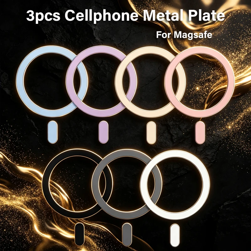 Phone Metal Plate for Magsafe Wireless Charging 3pcs Ultra-thin Patch for iPhone Samsung Sticker Iron Sheet for Magnetic Stand