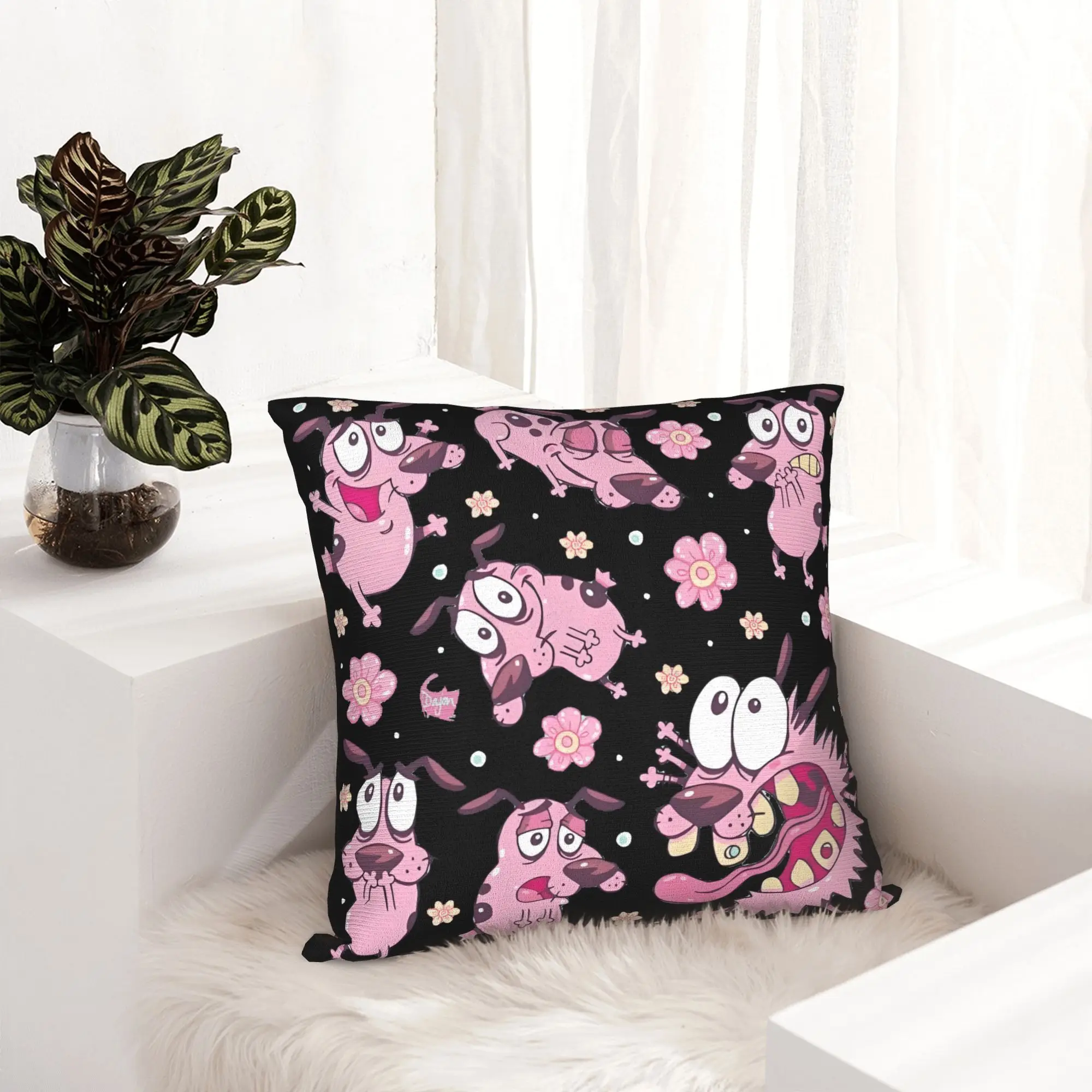 Cobarde Emote Wall Throw Pillow Case for Living Room Courage The Cowardly Dog Luxury Cushion Cover Square Pillowcase