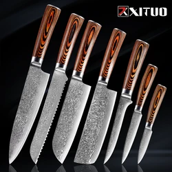 XITUO Damascus Kitchen Knife Japanese vg10 High Carbon Stainless Steel Professional Chef Knife Boning Slicing Utility Cleaver CN