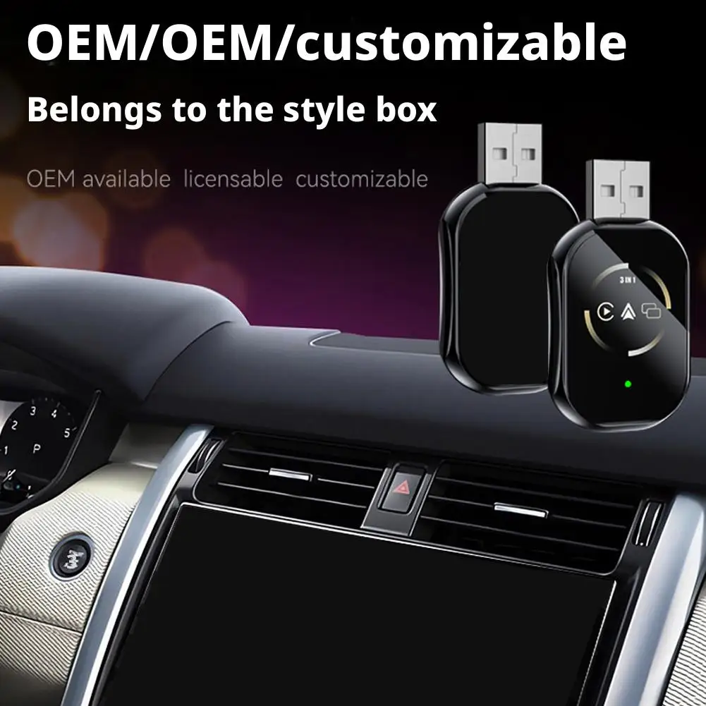 

Mirror Link Wired to Wireless Carplay For Airplay Android Auto Adapter MirrorLink Bluetooth+ Wifi 3 In 1 USB Dongle Car Ai Box