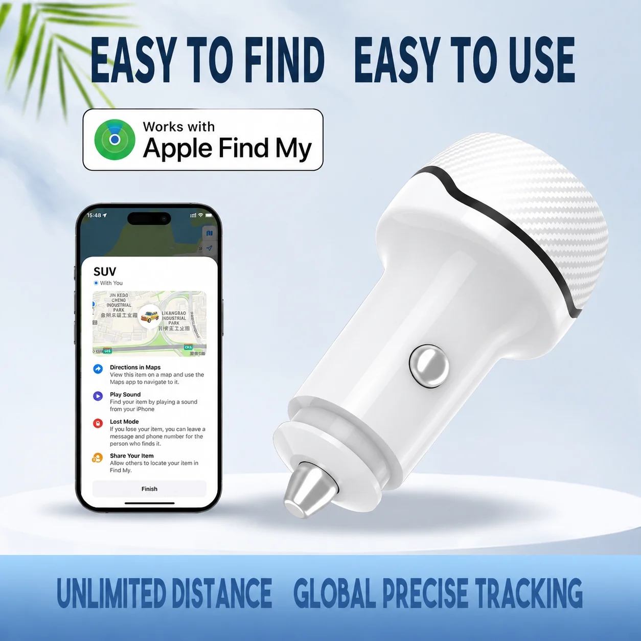 Car Charger GPS Locator Tracker 15W USB Phone Charger Fast Charging Type C QC3.0 with iPhone Find My Apple Official App