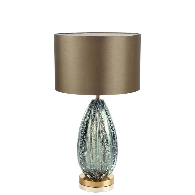 New Design Abstract Crystal Glass Grey Fabric Table Lamp Hotel Bedroom Fashion Lighting Creative Home Decor Lamp - view 2