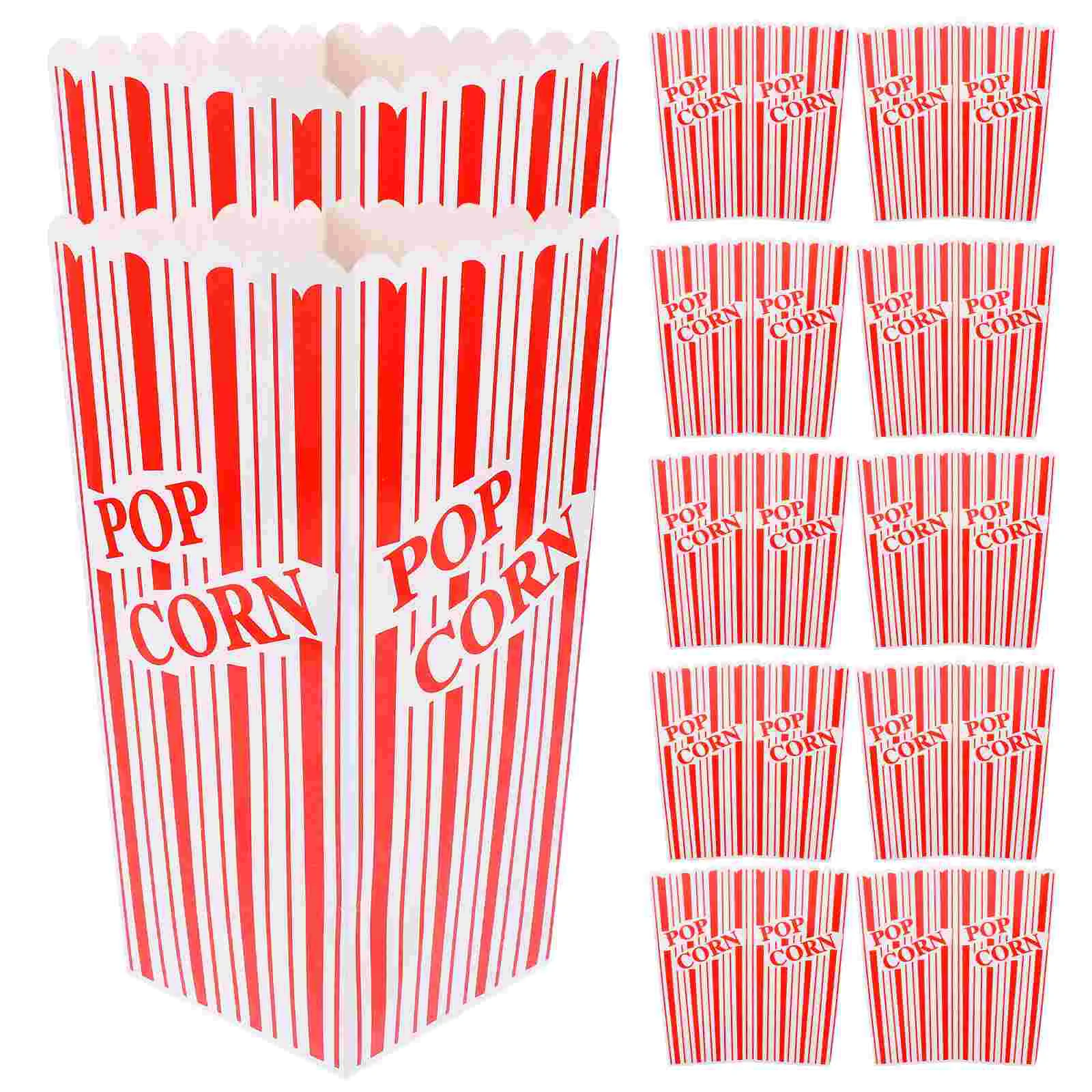 12 Pcs 팝콘 상자 파티 레스토랑 식탁 접이식 디저트 장식 (대형 빨간색) 전자 레인지 버킷 용 12pcs 가방