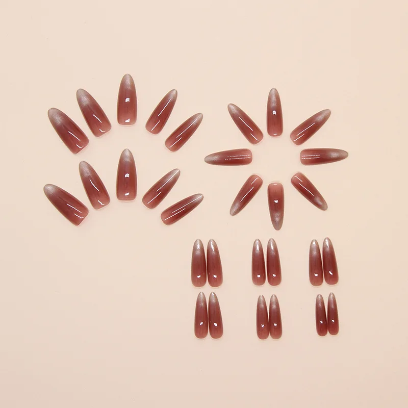 30 long almond shaped press on nails solid color fake nails with 1 nail glue and 1 nail file