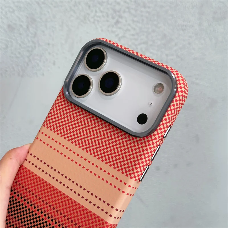 Carbon Color Abstract Gradient Case Shell for iPhone 17 Pro Max 16Pro MagSafe Magnets PC Hard Back Cover Alloy Camera Carcasas