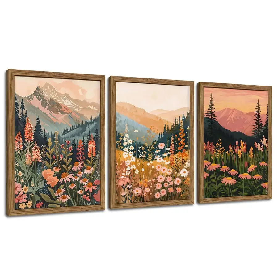 

Красочный пейзаж настенное искусство полевой цветок горный декор стены винтажные цветочные лесные картины деревенские фотографии природы печать на холсте