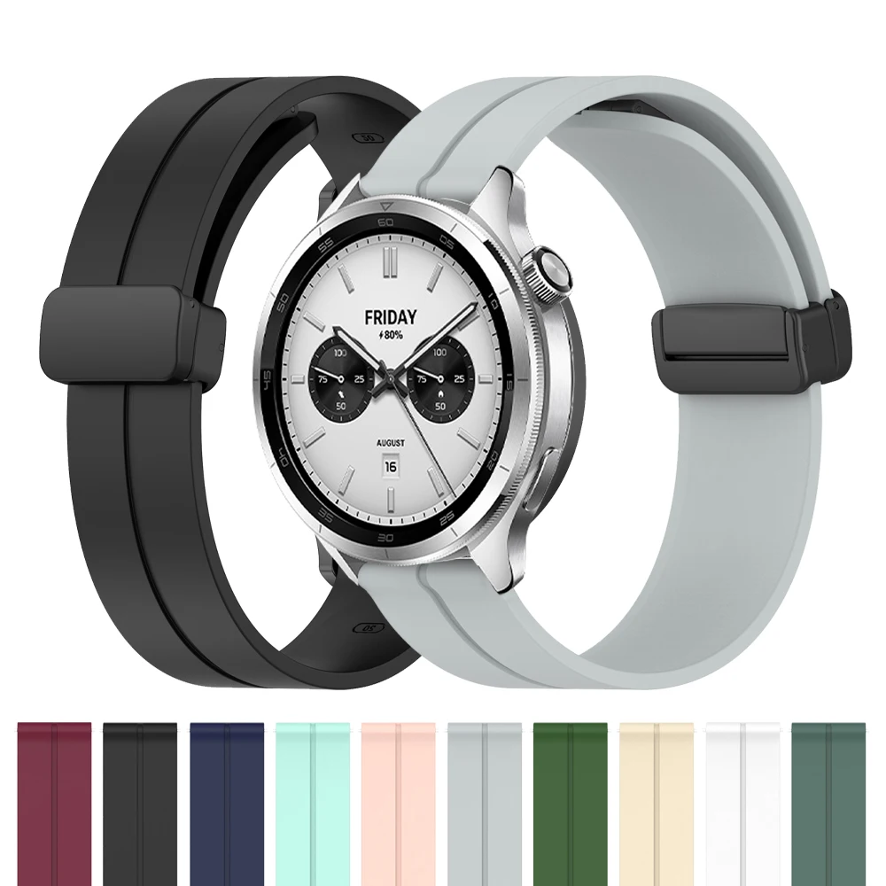 1 قطعة 22 مللي متر سيليكون الفرقة ل Xiaomi ساعة S4/S3/S1 نشط حزام Mi ساعة 2 برو/اللون 2 المغناطيسي مشبك سوار معصمه الرياضة