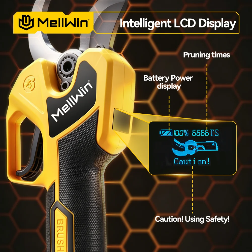 MELLWIN Electric Pruning Shears 60mm Brushless 3000W Cordless Fruit Tree Branch Scissors Power Tool for Makita 18V Battery Pin - Image 5