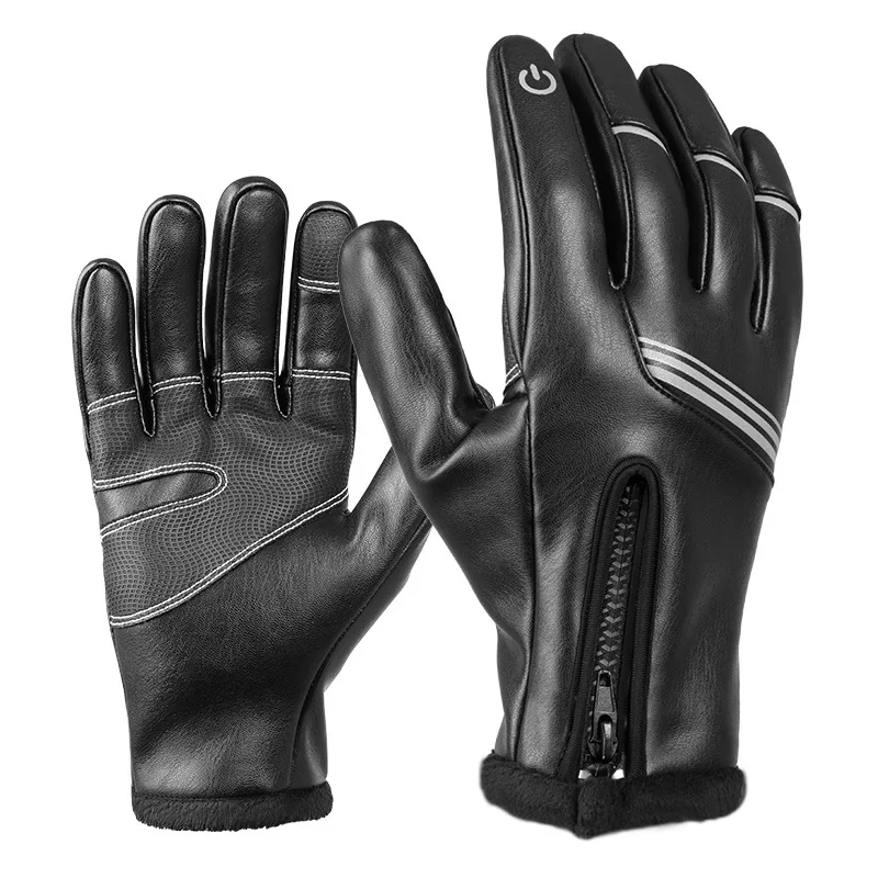 Bicycle Motorcycle Winter Riding Gloves Cold Warm Leather Motorcycle Rider Equipment