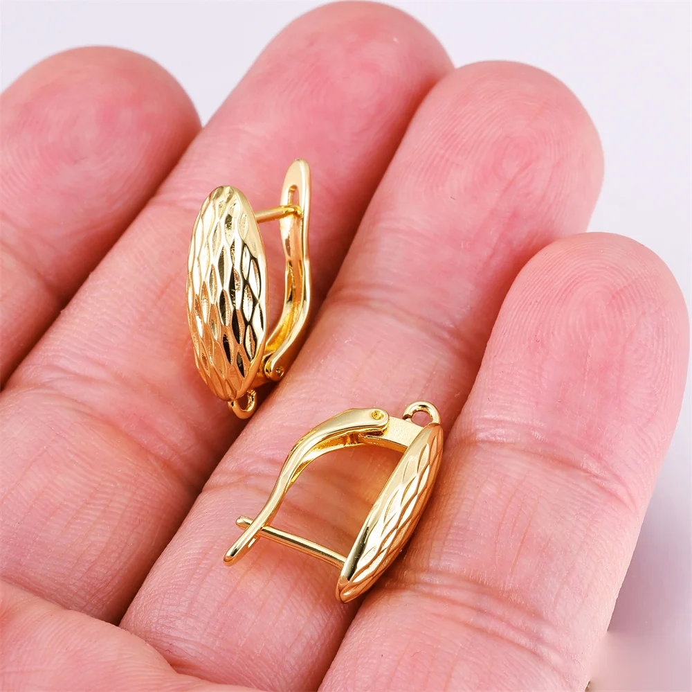 Juya handgefertigte 18K vergoldete Kupfer-Shvenzy-Basisverbinder, Schnallenverschlüsse, Ohrringhaken für DIY Damen-Anhänger-Ohrringe – Detail 4