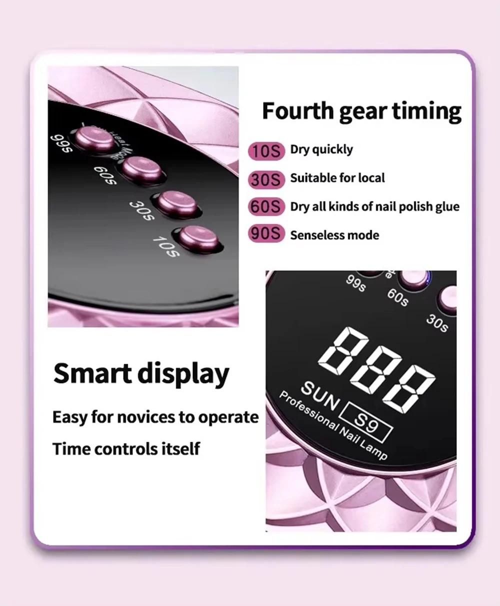 268W UV LED โคมไฟเล็บ Professional UV เครื่องเป่าเล็บสําหรับเจลเล็บ 57 ลูกปัด Fast Curing UV GEL โคมไฟโปแลนด์