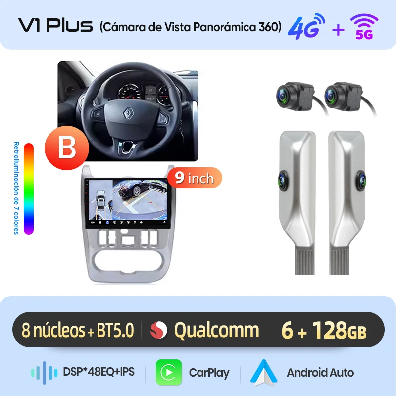 Junsun draadloze CarPlay Android Auto autoradio voor Renault Logan 1 Sandero 2009-2013 auto intelligente systemen BT FM Spaans lokaal