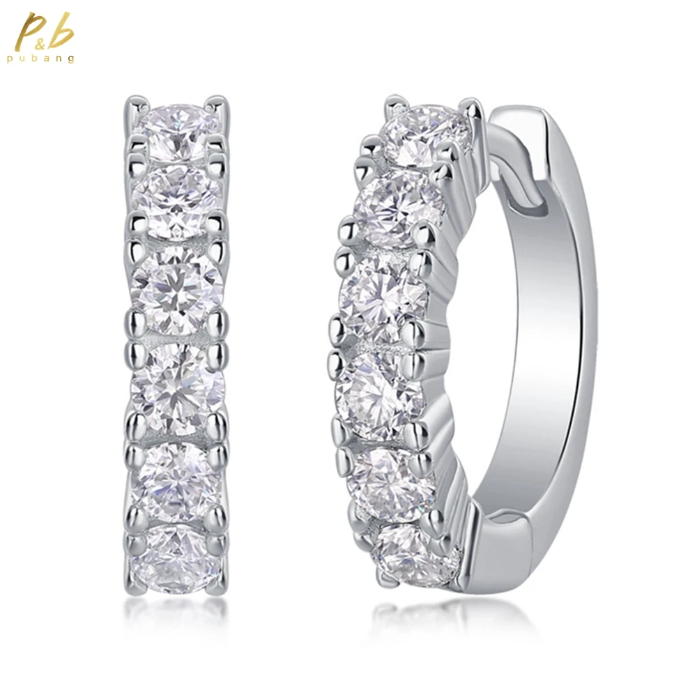 

PuBang ювелирные изделия, однотонное серебро 925 пробы 3EX VVS1 D, цвет, настоящий муассанит, бриллиант, серьги-кольца для пары, подарки на годовщину