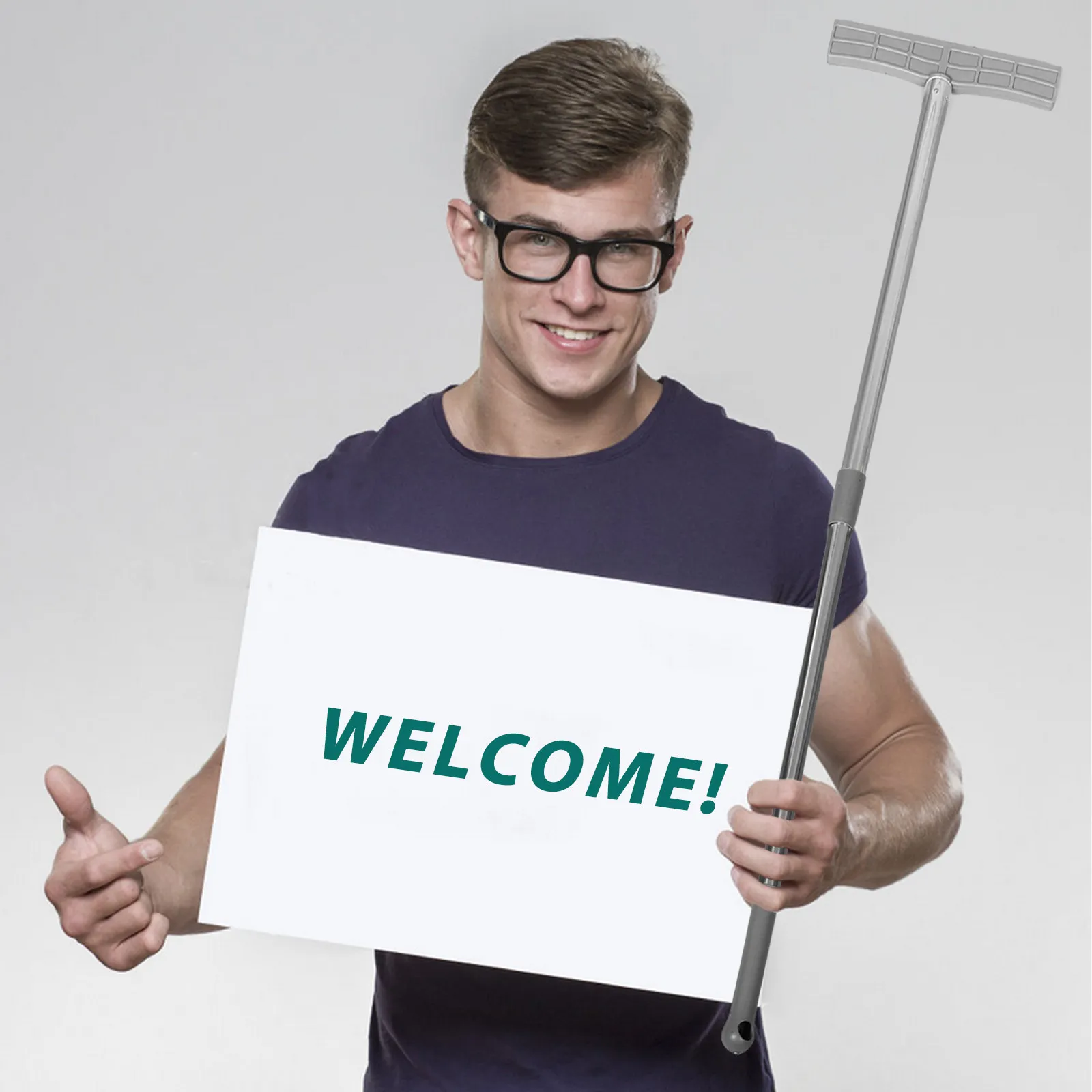 Stainless Steel Handheld Sign Holder Adjustable Height Portable Lightweight for Airport Pickups Tours Exhibitions Parades