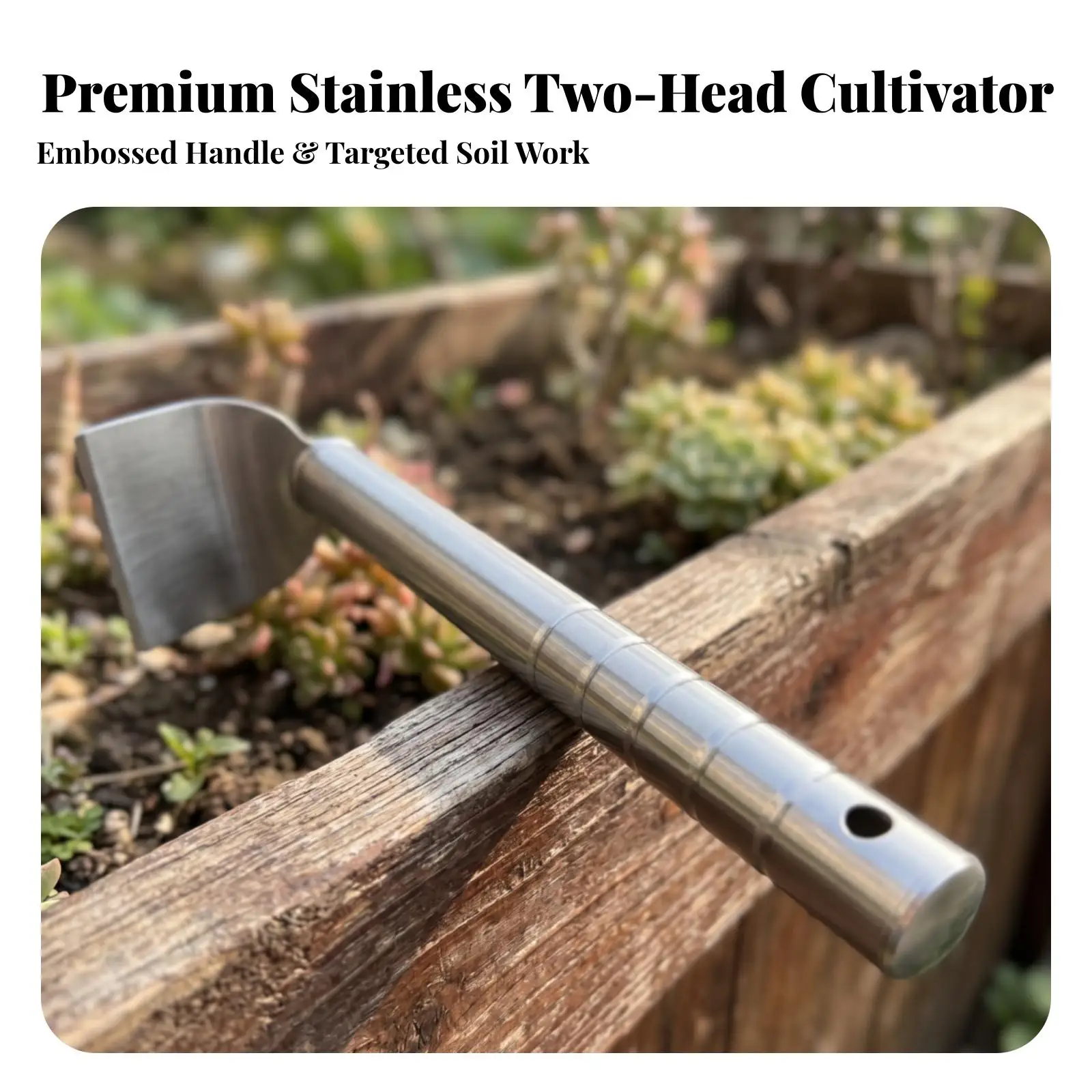 Durable Hand Weeder Hoe Stainless Steel Blade for Garden Management Tools and Soil Cultivation