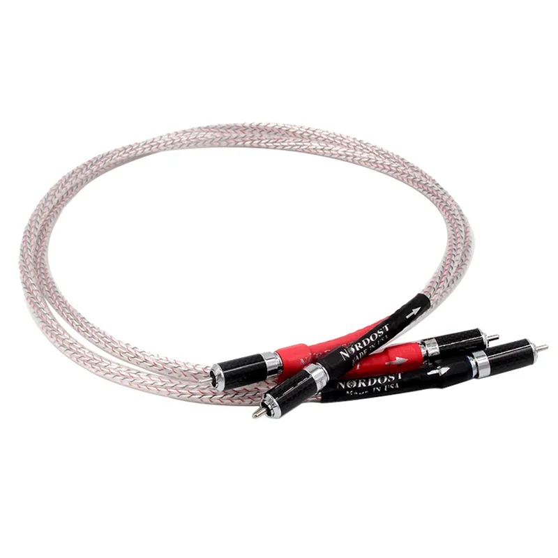 

Pair Valhalla HiFi Silver Plated RCA Cable CD Amplifier Interconnect 2RCA To 2RCA Audio Cable