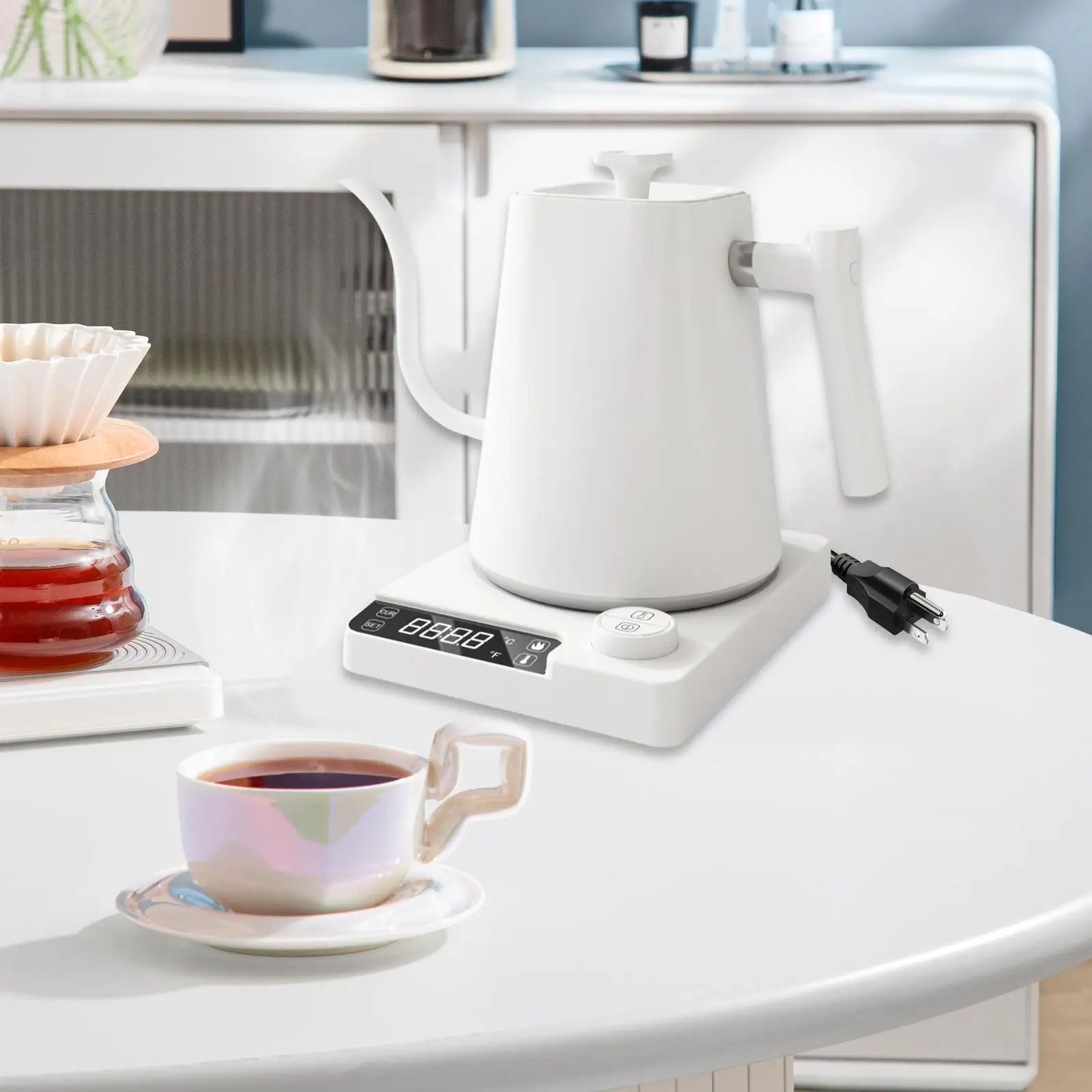 

Electric Gooseneck Kettle Electric Tea Pot Fast Boiling Multifunction Pour over Coffee Kettle Hot Water Boiler for Cafe Bar