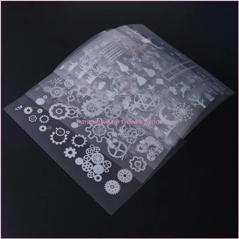 

57QA Nice DIY Transparent Decorate Stickers 18 Sheets Resin Supplies for UV Craft DIY Jewelry Making