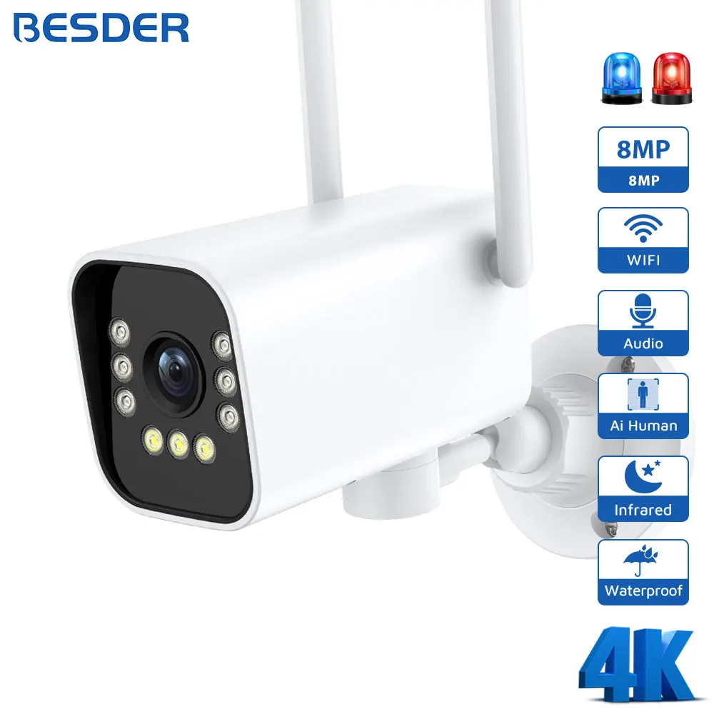 

BESDER 8MP PTZ Wifi Camera Outdoor Night Vision Auto Tracking 4MP Security Protection CCTV Surveillance IP Camera 1080P iCSee