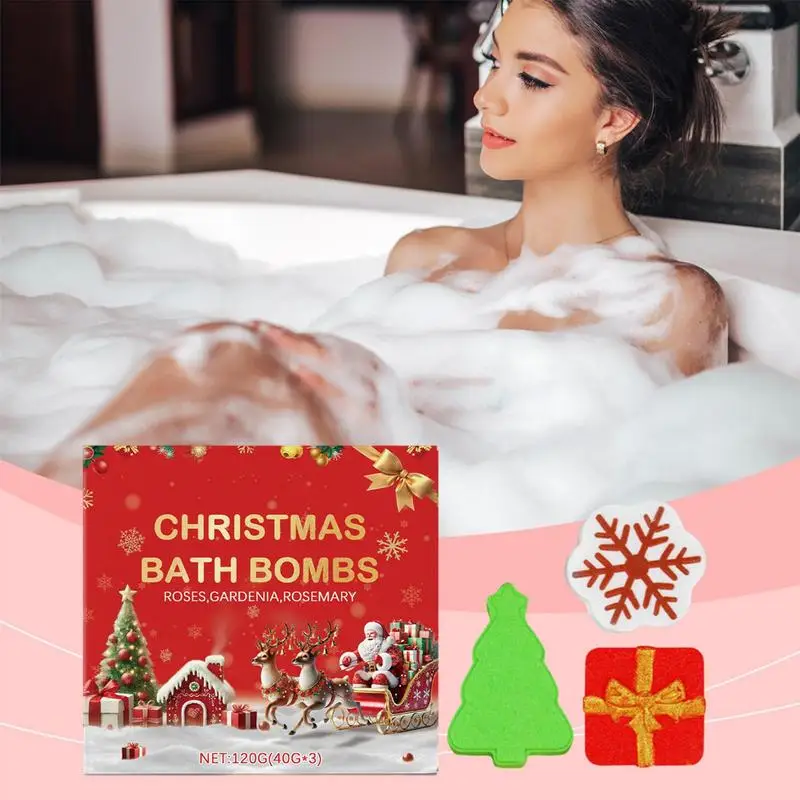 Christmas Bath Salt Balls 3X Natural Christmas Shower Salt Balls With Scent Long-Lasting Fragrance Women Girls Bath Salt Balls