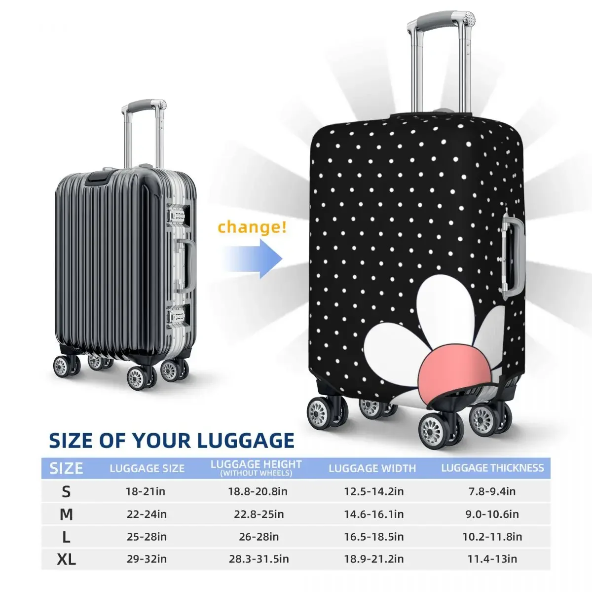 Flower Dot Luggage Cover Suitcase Protector Abstract Geometric Lines Travel Vacation Practical Luggage Case Protector Xmas Gift